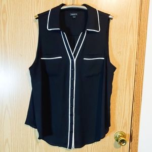 Torrid Black Semi Sheer Retro Sleeveless Collared Button Down Blouse 14 16 1X